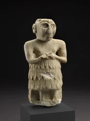 Beeldje van een Sumerische man in gebedshouding, Istabalat, Irak